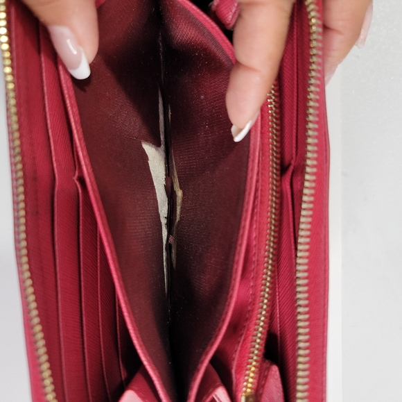 Prada Pink Saffiano Leather Zip Around Wallet - Picture 8 of 11